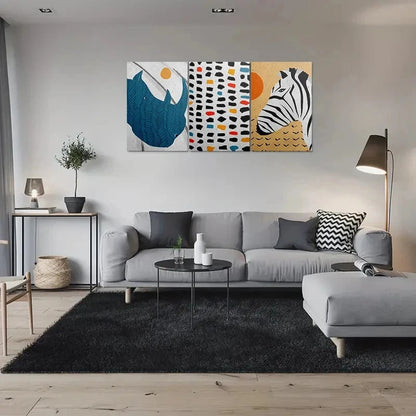 3pcs Modern Abstract Animal Colourful Metal Print Ready to Hang Art