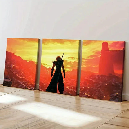 3pcs Vibrant Fantasy Game Character Wall Art Set Canvas Framed 60x90cm - High Quality Print 100% Australian Made Wall Canvas Ready to Hang