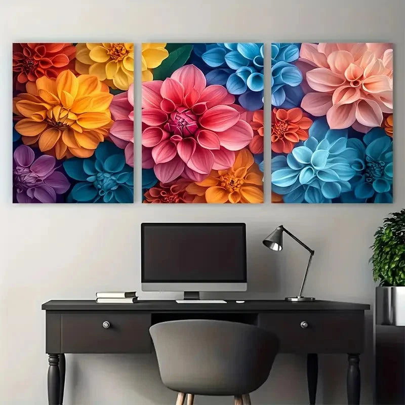3pcs Elegant Floral Bouquet Decor Wall Art Set Canvas Framed 40x60cm - High Quality Print 100% Australian Made Wall Canvas Ready to Hang