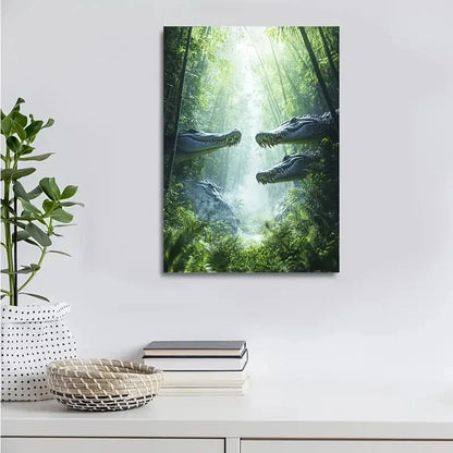 Fantasy Style Scene Of Crocodile Chasing Painting 40x60cm Metal Print Ready to Hang