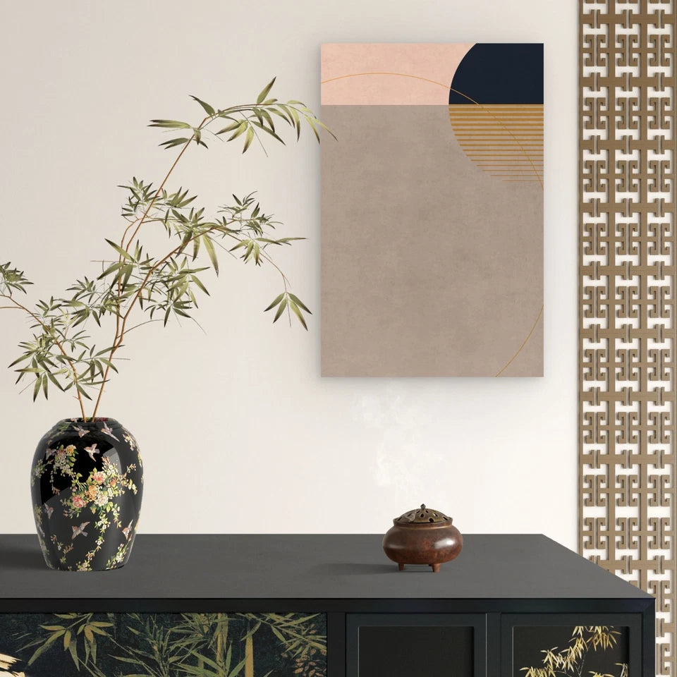 Modern Minimalist Geometric Sun and Arch 40x60cm Metal Print Ready to Hang