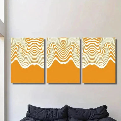 3pcs Flowing Caramel Wavy Seamless Pattern Wall Art Set Canvas Unframed - High Quality Print 100% Australian Made Wall Canvas