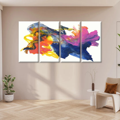 4pcs Abstract Colourful Expressive Brushstrokes Wall Art Canvas Framed 45x80cm - High Quality Print 100% Australian Made Wall Canvas Ready to Hang