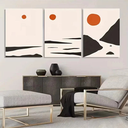 3pcs Bohemian Sunset Over Water and Land Wall Art Set Canvas Framed 60x90cm - High Quality Print 100% Australian Made Wall Canvas Ready to Hang