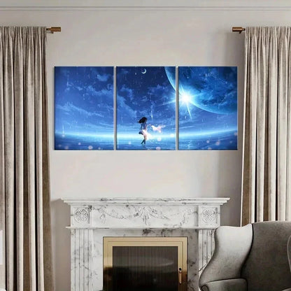 3pcs Modern Fantasy Art Anime Girl Wall Art Set Canvas Framed 40x60cm - High Quality Print 100% Australian Made Wall Canvas Ready to Hang
