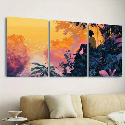 3pcs Serene Forest Wall Art Set Canvas Framed 50x70cm - High Quality Print 100% Australian Made Wall Canvas Ready to Hang