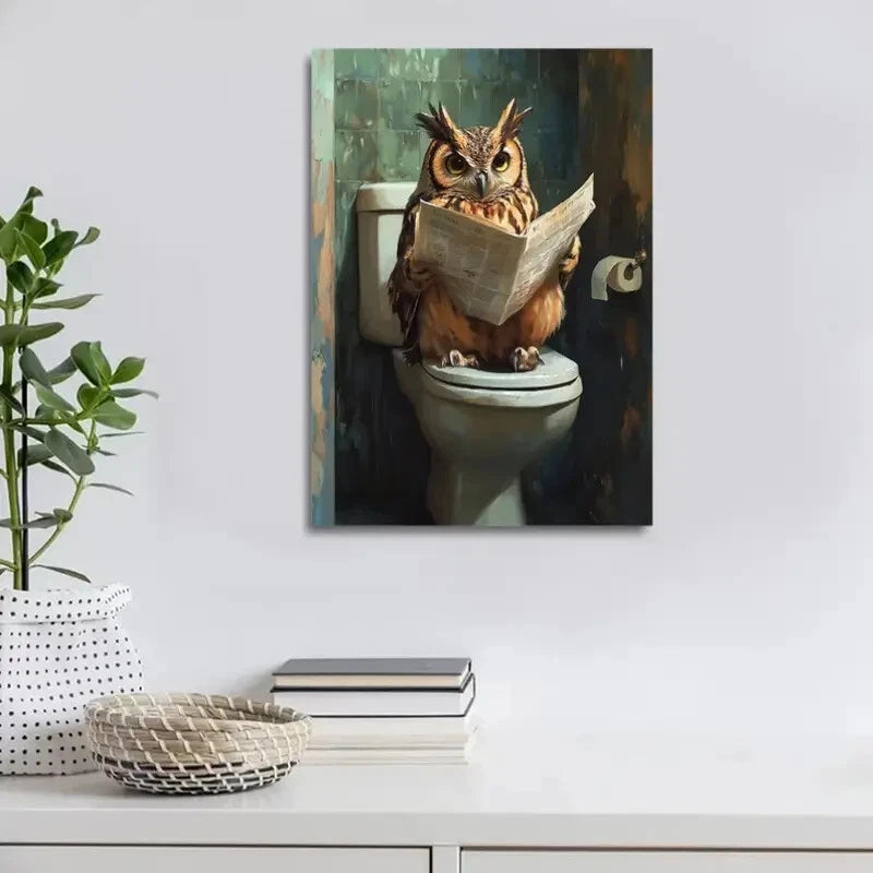 Beautiful Whimsy Woodland Owl Painting 40x60cm Metal Print Ready to Hang