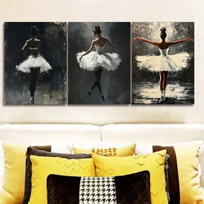 3pcs Modern Contemporary Ballerina Perfect Wall Art Set Canvas Framed 40x60cm - High Quality Print 100% Australian Made Wall Canvas Ready to Hang