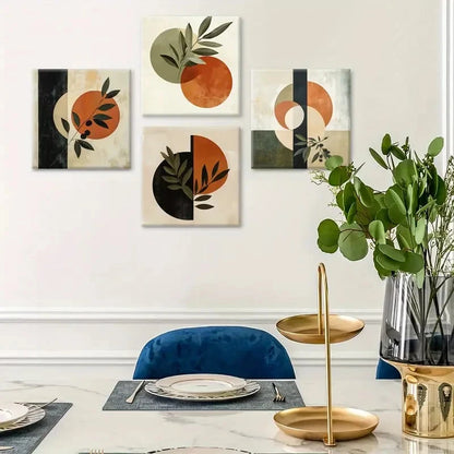 4pcs Botanical Square Wall Art Canvas Framed