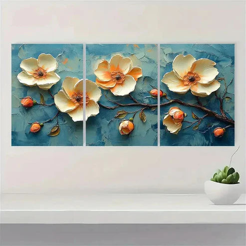 3pcs Original Flower Painting WB Wall Art Set Canvas Unframed - High Quality Print 100% Australian Made Wall Canvas