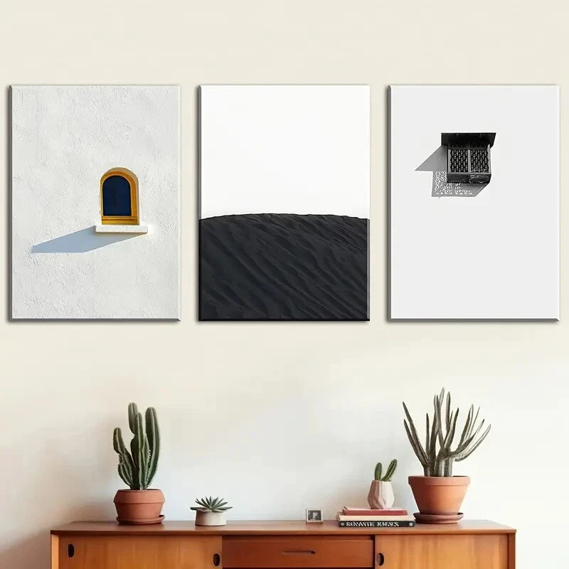 3pcs Simple Landscape Minimalist Windows Perfect Wall Art Set Canvas Framed 40x60cm - High Quality Print 100% Australian Made Wall Canvas Ready to Hang