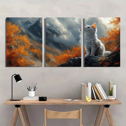 3pcs Cat Animal Painting Nature Metal Print Ready to Hang Art