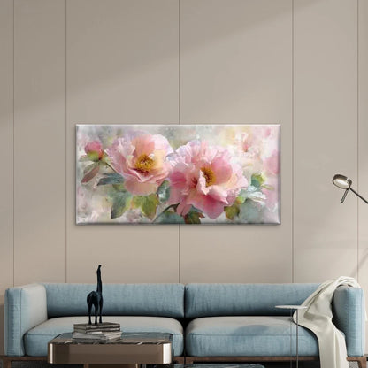 Pink Peonies & Blossoms Wall Art Canvas Office Home Room Framed 120x60cm