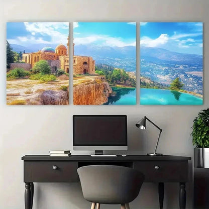 3pcs Architecture & Arabic Landscape Perfect Wall Art Set Canvas Framed 40x60cm - High Quality Print 100% Australian Made Wall Canvas Ready to Hang
