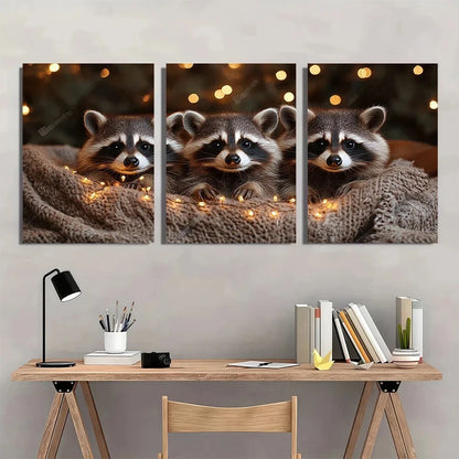 3pcs Modern Animal Warm Lights Metal Print Ready to Hang Art