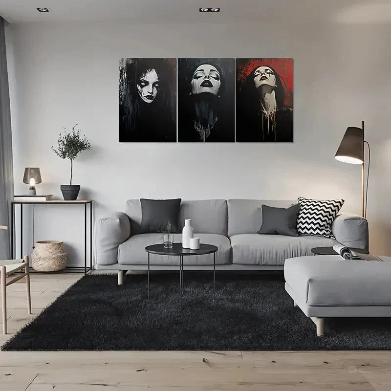 3pcs White Gothic Art Dark Fantasy Metal Print Ready to Hang Art