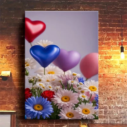 Vibrant Floral Balloons & Daisies Metal Print Ready to Hang