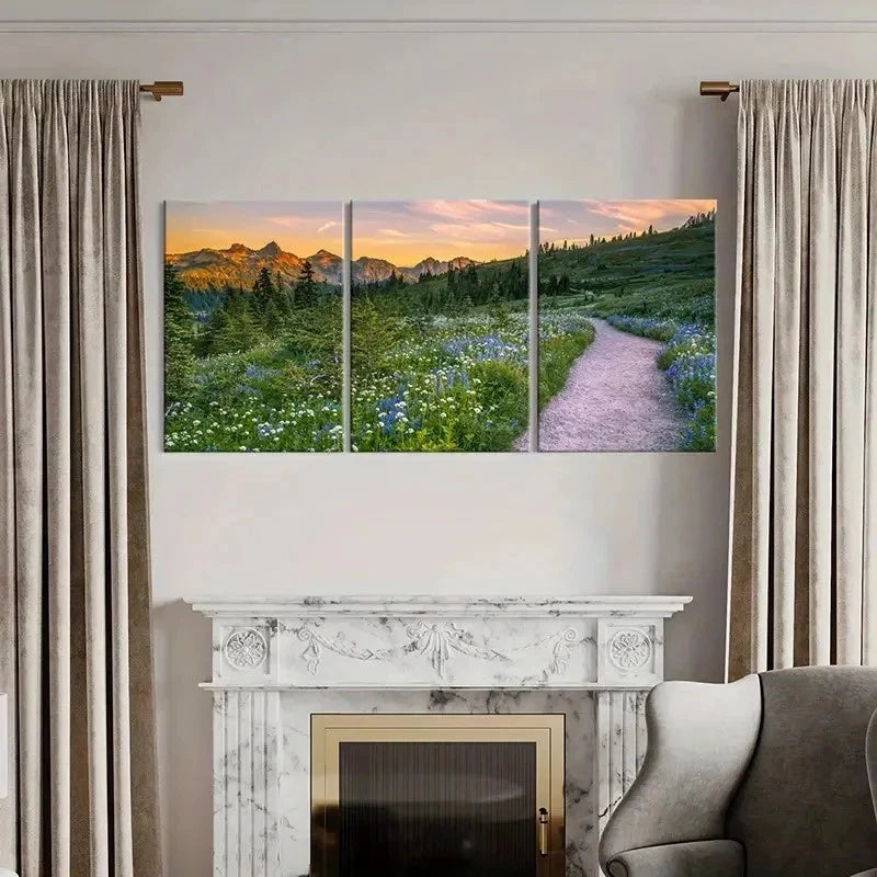3pcs Vibrant Nature Landscape Art with Sunset Wall Art Set Canvas Framed 40x60cm - High Quality Print 100% Australian Made Wall Canvas Ready to Hang
