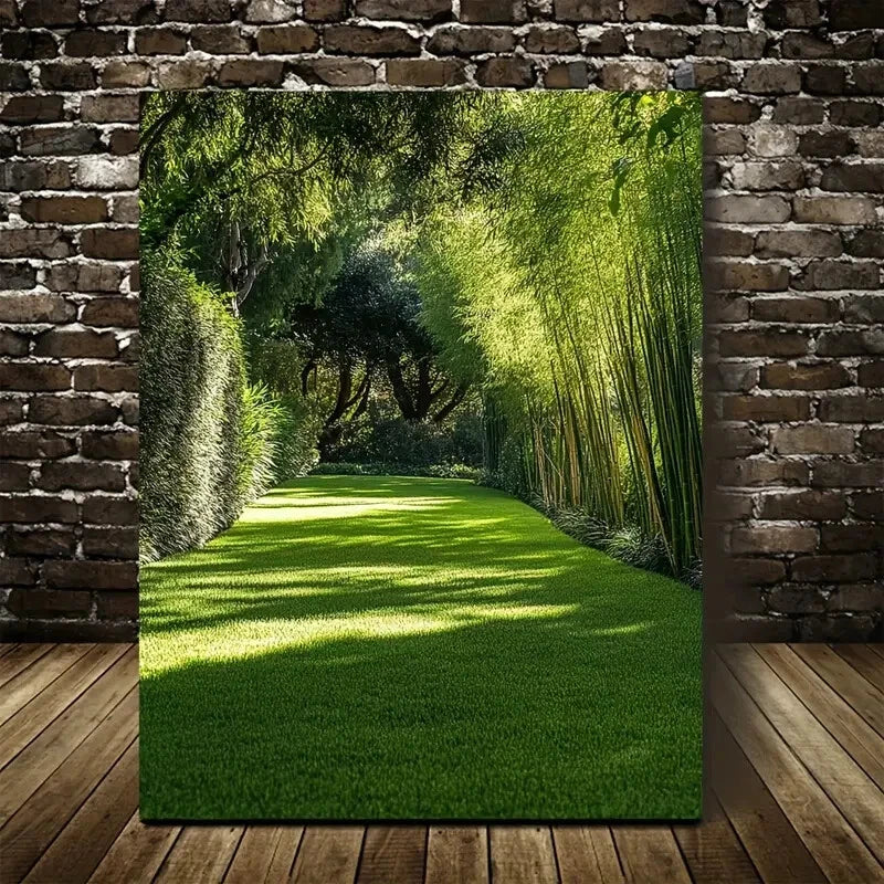 Emerald Bamboo Grass Lawn Painting  40x60cm Metal Print Ready to Hang