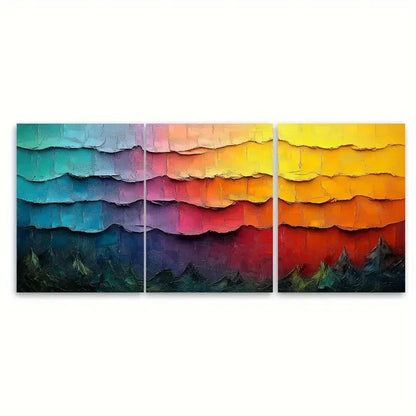 3pcs Abstract Modern Colorful RI Wall Art Set Canvas Framed 60x90cm - High Quality Print 100% Australian Made Wall Canvas Ready to Hang