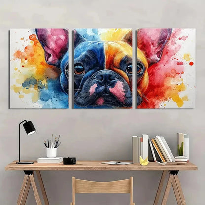 3pcs Vibrant Boston Terrier Watercolor Metal Print Ready to Hang Art