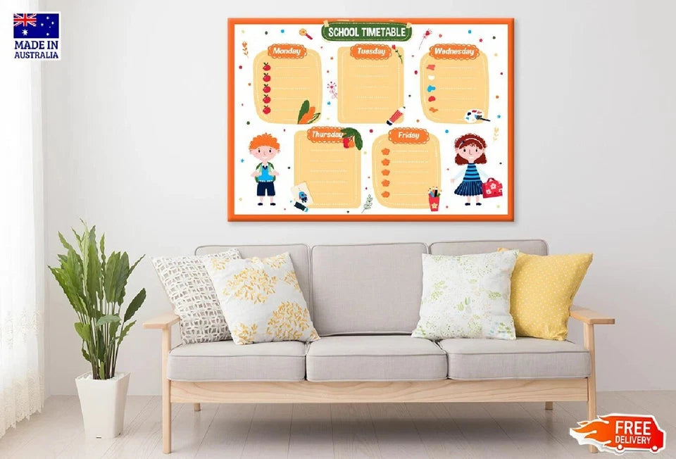 NEW (LAMINATED) School Timetable (61X91CM) educational CHART PICTURE PRINT