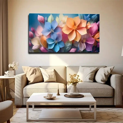 Vibrant Floral Colorful Flower Wall Art Canvas Office Home Room Framed 120x60cm