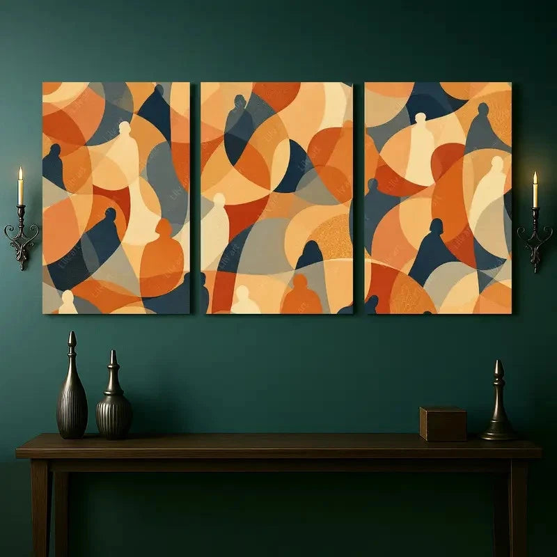 3pcs Abstract People Earth Tone Silhouette Shapes Metal Print Ready to Hang Art