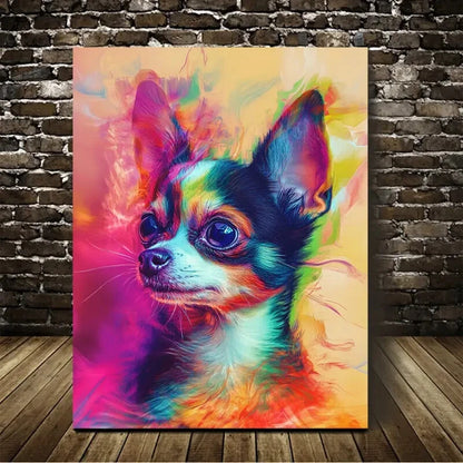 Abstract Art CutePet Chihuahua Dog Painting 40x60cm Metal Print Ready to Hang