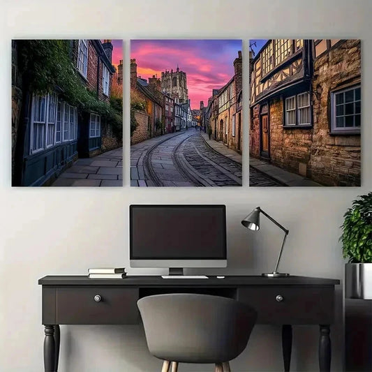 3pcs England Travel Historic York City Perfect Wall Art Set Canvas Framed 60x90cm - High Quality Print 100% Australian Made Wall Canvas Ready to Hang