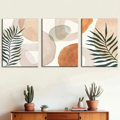 3pcs Geometric Line Decor in a Bohemian Style Wall Art Set Canvas Framed 40x60cm - High Quality Print 100% Australian Made Wall Canvas Ready to Hang