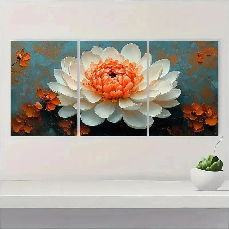3pcs Chrysanthemum Flower White Perfect Wall Art Set Canvas Framed 40x60cm - High Quality Print 100% Australian Made Wall Canvas Ready to Hang