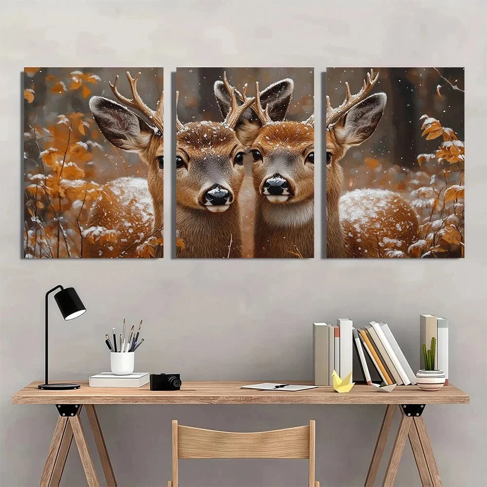 3pcs Country Deer Rustic Wildlife Animal Metal Print Ready to Hang Art