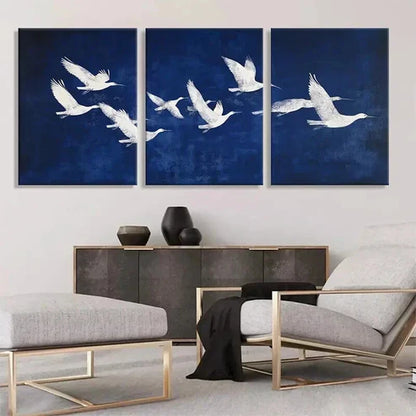 3pcs Elegant White Birds in Flight Prefect Wall Art Canvas Unframed - High Quality Print 100% Australian Made Wall Canvas