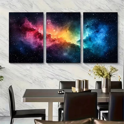 3pcs Colorful Watercolor Abstract Space Design Metal Print Ready to Hang Art