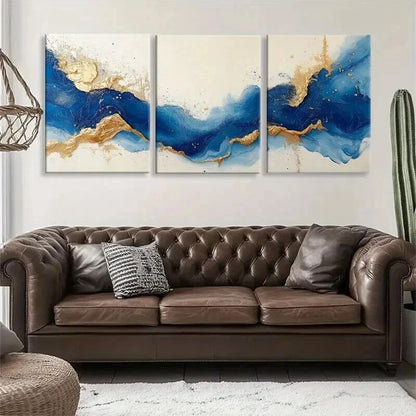 3pcs Modern Contemporary Waves Design Perfect Wall Art Set Canvas Framed 40x60cm - High Quality Print 100% Australian Made Wall Canvas Ready to Hang
