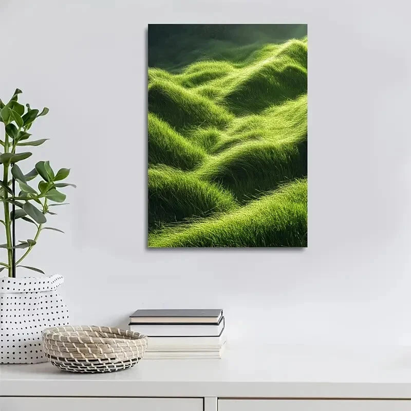 Grassland Serene Landscape Painting 40x60cm Metal Print Ready to Han