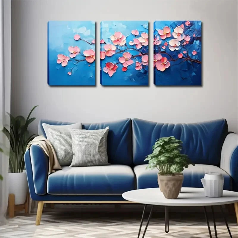 3pcs Pink Orchids Blooming On Dark Brown Perfect Wall Art Set Canvas Framed 40x60cm - High Quality Print 100% Australian Made Wall Canvas Ready to Hang