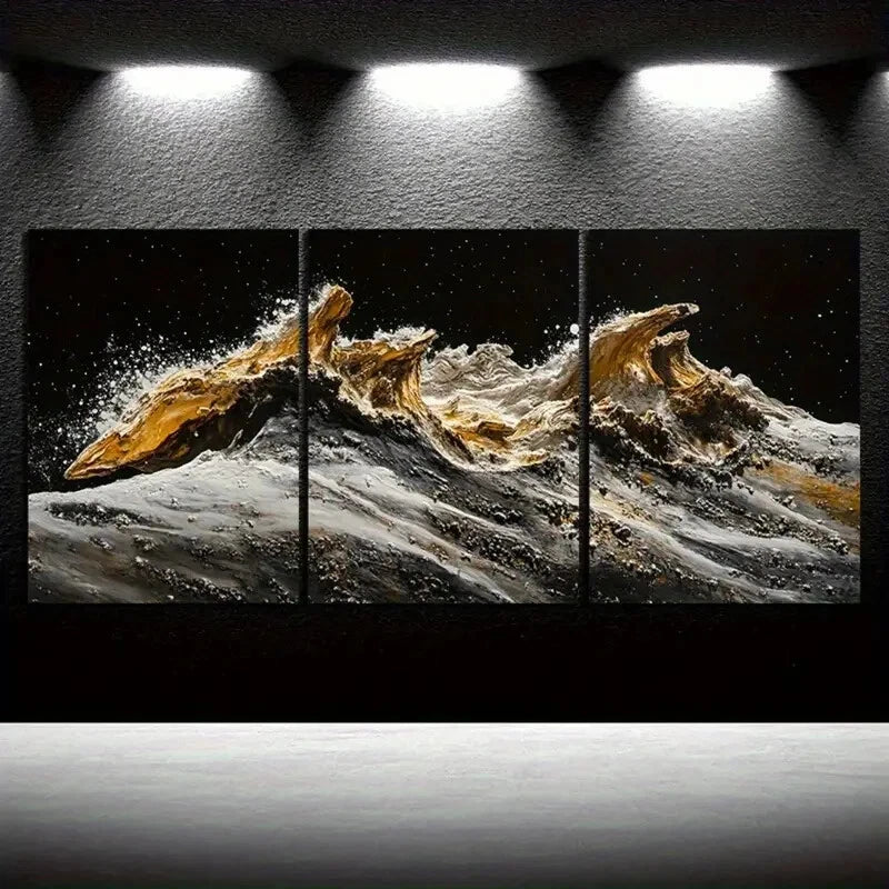 3pcs Starry Sky Island Design Metal Print Ready to Hang Art