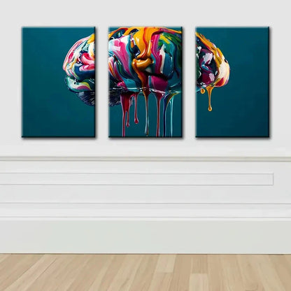 3pcs Colorful Abstract Brain Art Wall Art Set Canvas Framed 50x70cm - High Quality Print 100% Australian Made Wall Canvas Ready to Hang