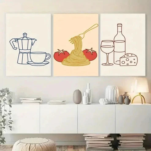 3pcs Coffee Maker, Coffee Cup Wall Art Canvas Unframed - High Quality Print 100% Australian Made Wall Canvas