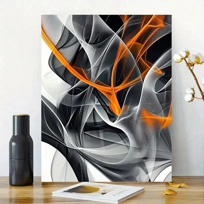 Abstract Orange Swirls Black And White Background 40x60cm Metal Print Ready to Hang