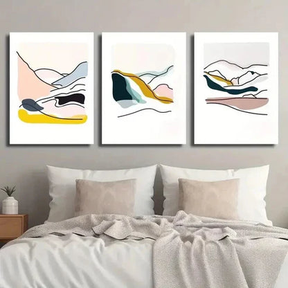 3pcs Abstract Mountain Landscape Decor Wall Art Set Canvas Unframed - High Quality Print 100% Australian Made Wall Canvas