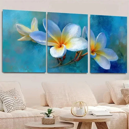 3pcs White Plumeria Flower Print Flower Wall Art Set Canvas Unframed - High Quality Print 100% Australian Made Wall Canvas