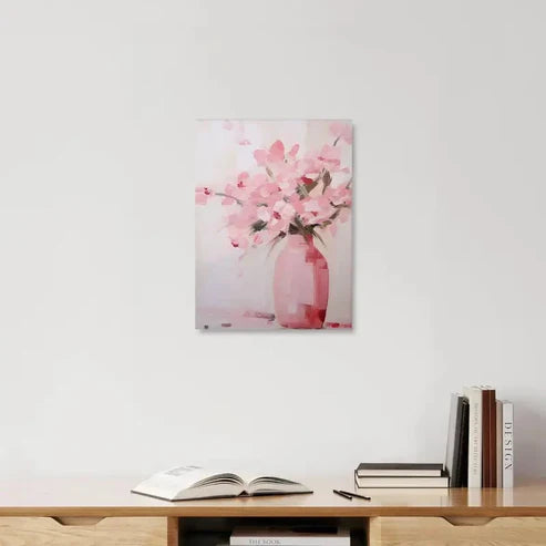 Beautiful Showcasing Pink Abstract Floral Painting 60x90cm Metal Print Ready to Hang