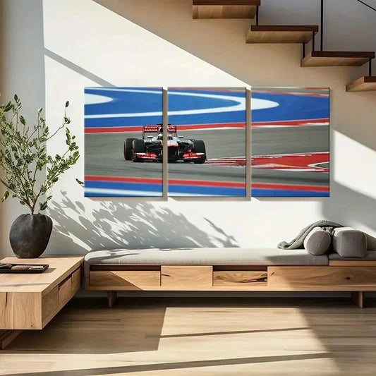 3pcs Formula 1 Racing Car Decoration Wall Art Set Canvas Framed 40x60cm - High Quality Print 100% Australian Made Wall Canvas Ready to Hang