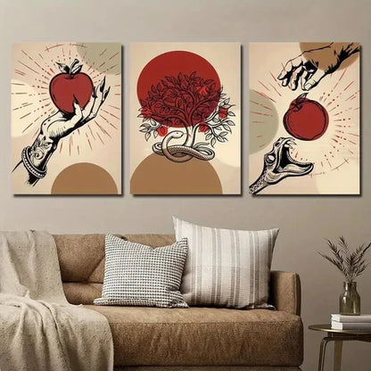3pcs Abstract Plant and Tree Apple Tree Wall Art Set Canvas Unframed - High Quality Print 100% Australian Made Wall Canvas
