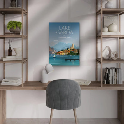 Lake Garda Italy Scenic Mountain & Town View Travel Poster Print Wall Art