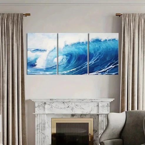 3pcs Modern Surf Ocean Wave Decoration Wall Art Canvas Unframed - High Quality Print 100% Australian Made Wall Canvas