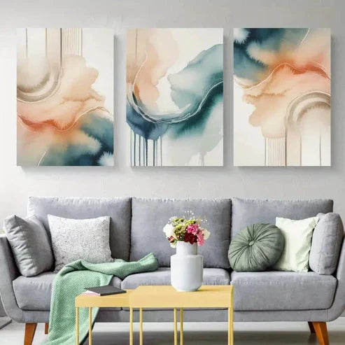 3pcs Abstract Shapes Versatile Wall Art Canvas Unframed - High Quality Print 100% Australian Made Wall Canvas